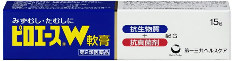 サイズ15g商品説明文1.すぐれた抗白癬菌作用があります。抗生物質ピロールニトリンと抗真菌剤クロトリマゾールの協力作用により、効率的に白癬菌を消失させ、炎症等の症状を改善します。2.すぐれた鎮痒効果があります。鎮痒剤のクロタミトンが、不快なかゆみをとります。使用上の注意■■してはいけないこと■■(守らないと現在の症状が悪化したり、副作用が起こりやすくなります)次の部位には使用しないで下さい。(1)目や目の周囲、顔面、粘膜(例えば、口腔、鼻腔、膣等)、陰のう、外陰部等(2)しっしん(3)湿潤、ただれ、亀裂や外傷のひどい患部■■相談すること■■1.次の人は使用前に医師、薬剤師又は登録販売者に相談して下さい。(1)医師の治療を受けている人(2)乳幼児(3)薬などによりアレルギー症状を起こしたことがある人(4)患部が広範囲の人(5)患部が化膿している人(6)「しっしん」か「みずむし、いんきんたむし、ぜにたむし」かがはっきりしない人(陰のうにかゆみ・ただれ等の症状がある場合は、しっしん等他の原因による場合が多い)2.使用後、次の症状があらわれた場合は副作用の可能性がありますので、直ちに使用を中止し、この文書を持って医師、薬剤師又は登録販売者に相談して下さい。〔関係部位〕 〔症 状〕皮 膚 : 発疹・発赤、かゆみ、かぶれ、はれ、刺激感、熱感、疼痛、ただれ、乾燥感、ヒリヒリ感3.2週間位使用しても症状がよくならない場合は使用を中止し、この文書を持って医師、薬剤師又は登録販売者に相談して下さい。4.使用後、症状がかえって悪化した場合(ただれたり、化膿したり、病巣が使用前より広がる等)は、直ちに使用を中止し、この文書を持って医師、薬剤師又は登録販売者に相談して下さい。成分・分量本剤は、白色〜微黄白色の軟膏で、100g中に次の成分を含有しています。ピロールニトリン・・・・・・・・・・・・・・・・・・・・・・0.2g(力価)クロトリマゾール・・・・・・・・・・・・・・・・・・・・・・0.4gクロタミトン・・・・・・・・・・・・・・・・・・・・・・・・・・5g添加物:サラシミツロウ、セバシン酸ジエチル、ミリスチン酸イソプロピル、ポリオキシエチレンラウリルエーテル、ワセリン塗布後ほてり(熱感)を感じることがありますが、短時間のうちに消失します。効能・効果みずむし、いんきんたむし、ぜにたむし用法・用量1日2〜3回、適量を患部に塗布して下さい。《使用法に関連する注意》(1)使用法を厳守して下さい。(2)患部やその周囲が汚れたまま使用しないで下さい。(3)目に入らないように注意して下さい。万一、目に入った場合には、すぐに水又はぬるま湯で洗い、直ちに眼科医の診療を受けて下さい。(4)小児に使用させる場合には、保護者の指導監督のもとに使用させて下さい。(5)外用にのみ使用して下さい。保管及び取扱いの注意(1)直射日光の当たらない涼しい所に密栓して保管して下さい。(2)小児の手の届かない所に保管して下さい。(3)他の容器に入れ替えないで下さい。(誤用の原因になったり品質が変わります)(4)表示の使用期限を過ぎた製品は使用しないで下さい。[その他の記載内容]患部をよく洗ってから薬剤を塗布して下さい。患部の汚れをとると同時に皮膚をやわらかくして薬剤の浸透を助けます。この意味から入浴後の治療は効果的です。みずむし・たむしは再発しやすい病気ですから、自覚症状がなくなってからもしばらくの間は治療を続けることが大切です。原産国日本商品区分第2類医薬品使用期限使用期限まで半年以上あるものをお送りします在庫/返品メーカー名（製造）第一三共ヘルスケア株式会社販売会社第一三共ヘルスケア株式会社 TEL 03-5205-8331広告文責・販売業者株式会社大屋お問合せ先：0570-033939当店では、ギフトラッピング（熨斗対応を含む）はお受けすることができませんので、あらかじめご了承ください。リニューアルに伴い、パッケージ・内容等予告なく変更する場合がございます。予めご了承ください。「医薬品販売に関する記載事項」（必須記載事項）はこちら