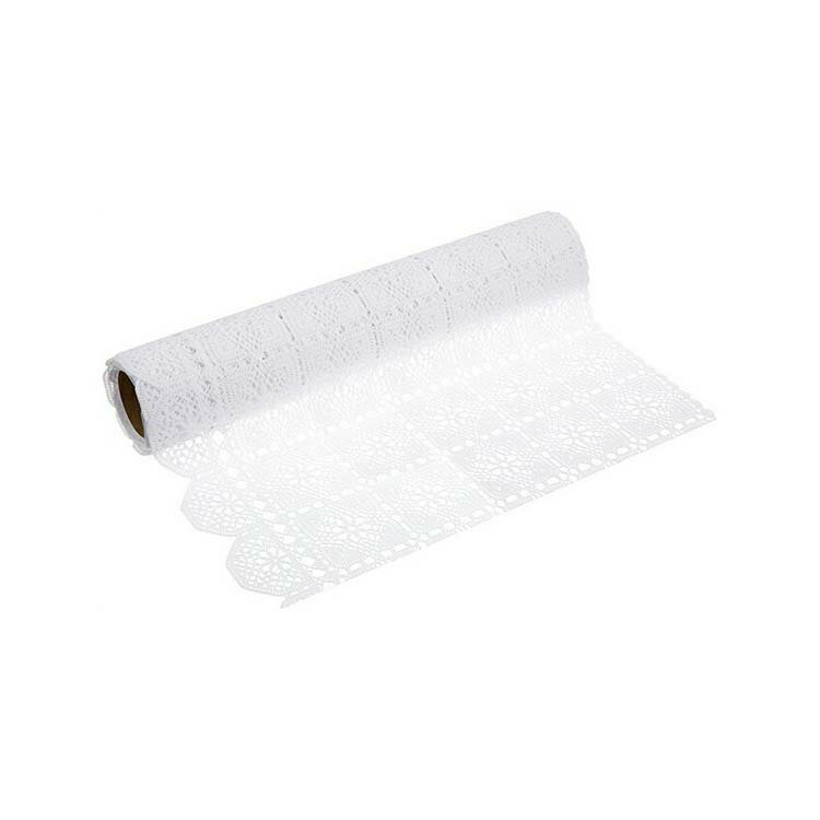 東和産業 食器棚シート フリル付き レースシート ブロッサム 白 約33×250cm （ 日本製 レースシート テ..