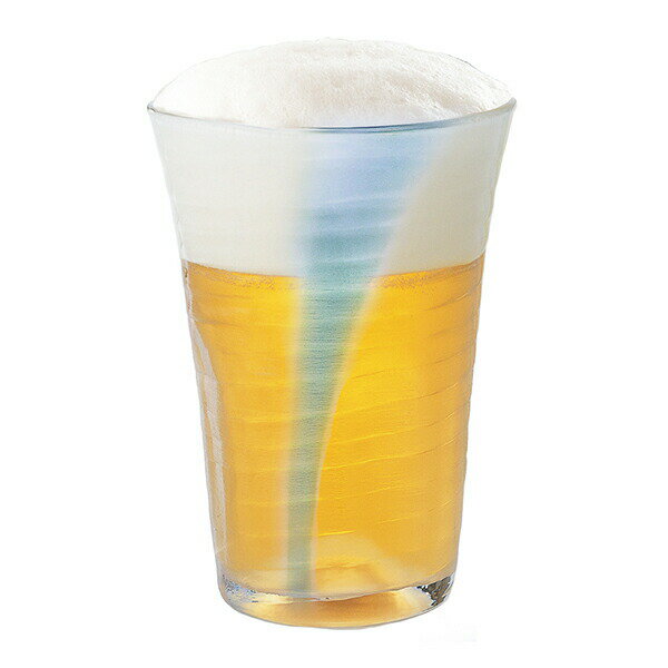 東洋佐々木ガラス ビールグラス 泡立ちぐらす 山 ビヤーグラス ブルー 350ml 日本製 ガラスコップ グラ..