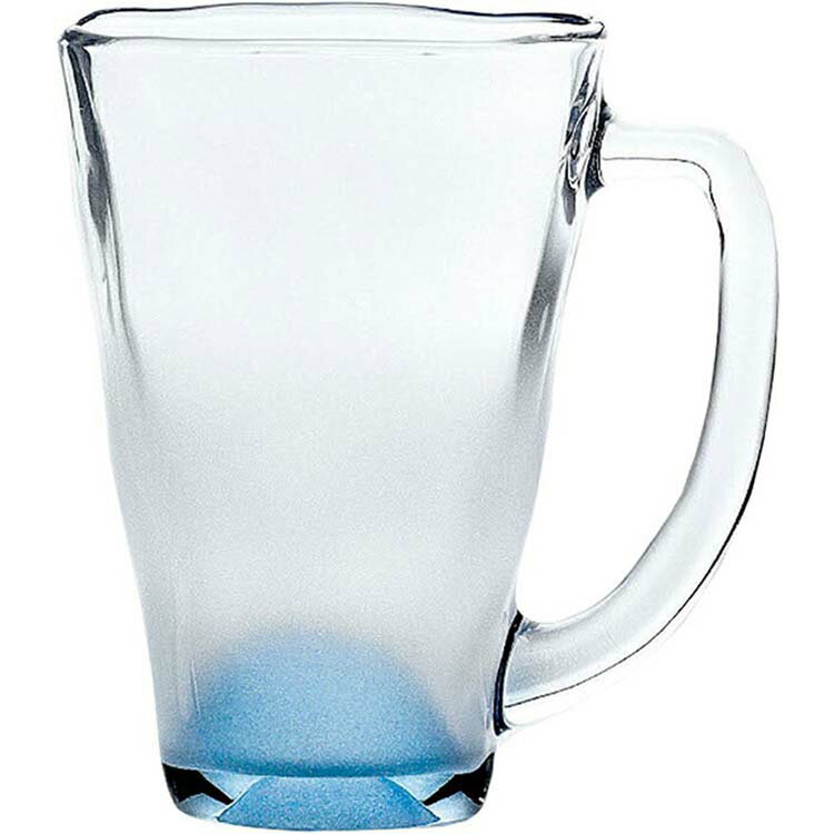東洋佐々木ガラス ビールグラス 泡立ちぐらす 山 マグ ブルー 390ml 日本製 ガラスコップ グラス コッ..
