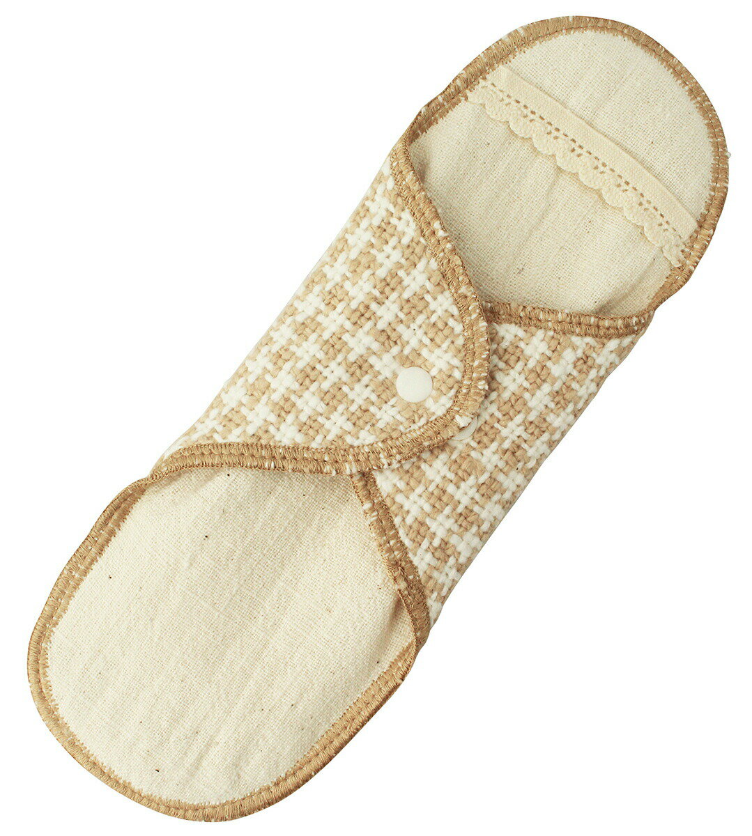 益久染織研究所 布なぷきん 生理用 おひさま 昼用 千鳥格子柄 生成 19×24 (1503-001)