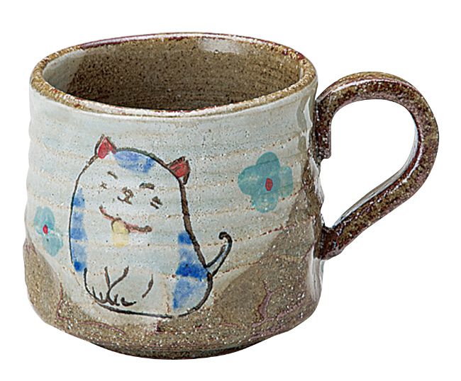 宗峰窯 マグカップ 南蛮 ネコ 駒型 φ7.5×7.5cm(240cc)