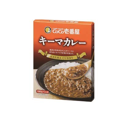 ◆商品名：CoCo壱番屋 レトルトキーマカレー（5個入） 名称：カレー 原材料名：牛肉、カレールウ、オニオンソテー、豚肉、牛脂、トマトペースト、ガラムマサラソース、にんにく、しょうが、香辛料、バター野菜香味調味料、酵母エキス/調味料（アミノ酸等）、乳化剤、カラメル色素、香料、香辛料抽出物、（一部に乳成分、小麦、落花生、牛肉、大豆、鶏肉、豚肉、りんご、ゼラチン含む） 殺菌方法：気密性容器に密封し、加圧加熱殺菌 内容量：180g 製造者：株式会社 壱番屋 キーマカレー