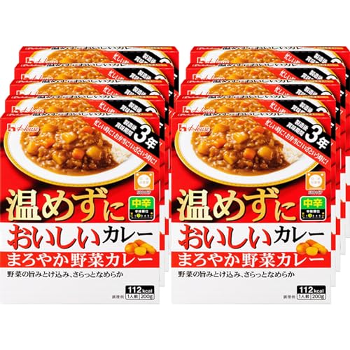 ハウス 温めずにおいしいカレー まろやか野菜カレー (常備用・非常食・保存食) 200g×10個