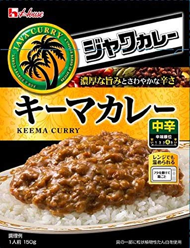 ◆商品名：ハウスレトルトジャワカレーキーマカレー 150G ×10個 [レンジ化対応・レンジで簡単調理可能] 原材料:玉ねぎ、食肉(牛肉、豚肉)、牛脂豚脂混合油、乾燥キャベツ、カレールウ、ソテーオニオン、カレーパウダー、砂糖、粒状植物性たん白、みそ、ガーリックペースト、食塩、玉ねぎ調味油、ラード、焙煎香辛料ペースト、焙煎唐がらし、香辛料/増粘剤(加工デンプン)、調味料(アミノ酸等)、カラメル色素、酸味料、乳酸Ca、乳化剤、香料、(一部に乳成分・小麦・牛肉・大豆・鶏肉・豚肉を含む) 商品サイズ(高さx奥行x幅):17cm×11cm×26cm 家庭で作る「ジャワカレーキーマカレー」の様な、カルダモンのさわやかな香りと焙煎唐辛子の辛さで引き立てた、ひき肉や玉ねぎの旨みがあるキーマカレー。 湯煎だけではなくフタを開けて箱ごと電子レンジで温めることもできる。 カルダモンのさわやかな香りと焙煎唐辛子の辛さで引き立てた、ひき肉や玉ねぎの旨みがあるキーマカレーが楽しめます。 ※具の一部に粒状植物性たん白を使用。 大人向きのスパイシーなキーマカレーが食べたい40~60代男女。