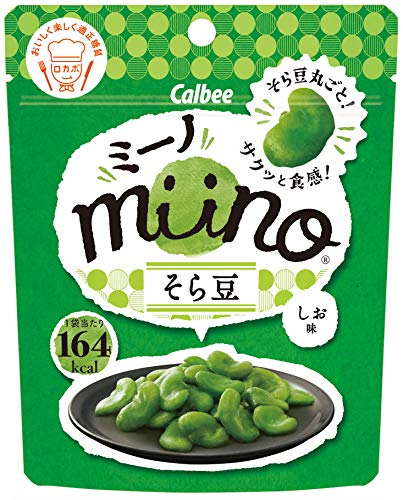 ◆商品名：カルビー miinoそら豆しお味 おつまみ おやつ お菓子 ミーノ そら豆 ロカボ 28グラム (x 12) そら豆しお味 パッケージ重量: 0.59 kg サイズ: 28グラム×12袋 色: 緑色 商品紹介 “いつでもどこでもそら豆本来のおいしさが楽しめ そら豆を丸ごと素揚げし、他にはないサクホクッとした独特な食感と豊かなそら豆の風味が楽しめる。 原材料・成分 そら豆（中国又はエジプト）、植物油、食塩 / 酸化防止剤（V．C）