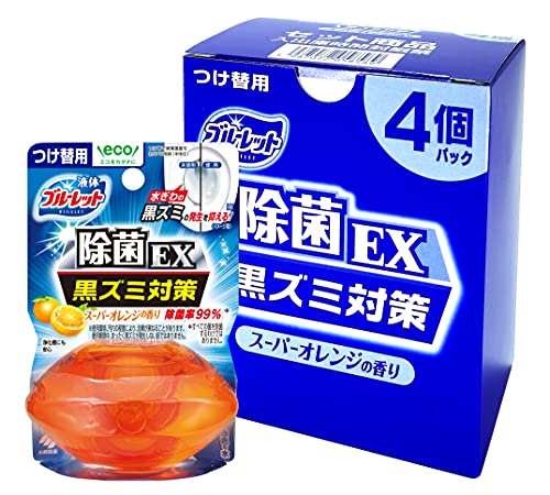 液体ブルーレットおくだけ 除菌EX トイレタンク芳香洗浄剤 詰め替え用 4個パック スーパーオレンジの香り 70ml