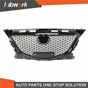 Labwork フロントグリル ハニカムグリル 2014-2016 マツダ 3 アクセラ ブラック ABS Labwork Front Gri..