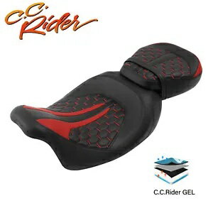 C.C. RIDER ツーアップ ゲル シート ハーレー ツーリング ロードキング、ストリート グライド 09-23 に適合 C.C. RIDER Two-Up Gel Seat Fit For Harley Touring Road King, Street Glide 09-23