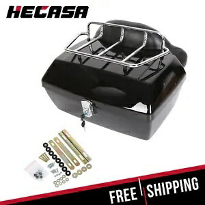 ブラックオートバイトランクツアーパック荷物ハーレーホンダヤマハスズキクルーザー用 Black Motorcycle Trunk Tour pack Luggage For Harley Honda Yamaha Suzuki Cruiser
