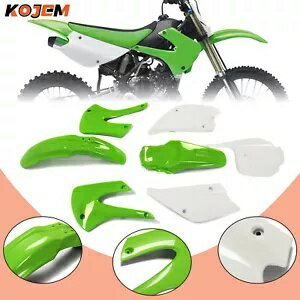再スタイルされたプラスチックキット グリーン/ホワイト ボディワーク 2001-2013 Kawasaki KX85 KX100用 Restyled Plastics Kit Green/White Bodywork for 2001-2013 Kawasaki KX85 KX100