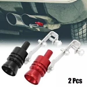 2 個 L サイズユニバーサルカーターボサウンドエキゾーストマフラーパイプホイッスルブラックレッド 2p..