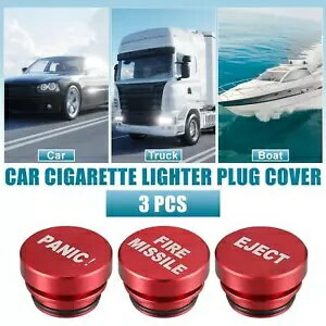 3 個 12V ユニバーサル火災ボタン車のシガー ライター プラグ カバー キャップ レッド 3pcs 12V Univer..