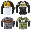 アイコン長袖ジャージ T シャツ バイク ストリート ライディング用 返品無料 Icon Long Sleeve Jersey T-Shirt for Moto...