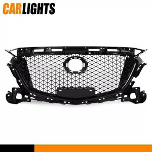 2017-2019 マツダ 3 アクセラフロントバンパーグリルグリルハニカム光沢のある黒に適合 Fit For 2017-2..