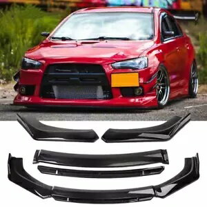 三菱ランサー 08-15 EVO X フロントバンパーリップスプリッターボディキットグロスブラック For Mitsubishi Lancer 08-15 EVO X Front Bumper Lip Splitter Body Kit Gloss Black