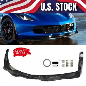 グロスブラック ステージ 3 フロントリップ サイドウィングレット付き コルベット C7 Z06 2014-2019用 Gloss Black Stage 3 Front Lip with Side Winglets For Corvette C7 Z06 2014-2019