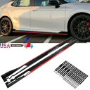 86.6 インチ車のサイドスカートトヨタカムリエクステンションリップグロスブラックとレッドトリム 86.6" Car Side Skirts For Toyota Camry Extensions Lip Gloss Black with Red Trim