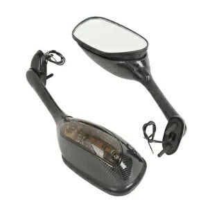 バックミラー ウインカーライト付き スズキ GSXR600 750 2006-2021 に適合 Rear View Mirrors w/ Turn Signals Lights Fit For Suzuki GSXR600 750 2006-2021