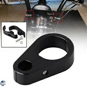 ブラックアルミニウム 1インチ ハンドルバー クラッチ ブレーキ ライン クランプ ハーレー スーパー グライド ダイナ用 Black Aluminum 1