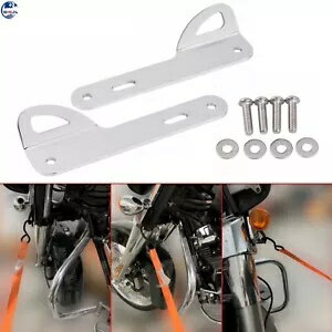 クロームフロントエンドストラップトレーラーフックタイダウンブラケットハーレーツーリング 1993-22 Chrome Front End Strap Trailer Hook Tie-Down Brackets For Harley Touring 1993-22