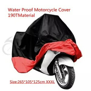 190T 防水耐熱オートバイ収納カバー XXXL 265x105x125cm 黒赤 190T Waterproof Heatproof Motorcycle S..