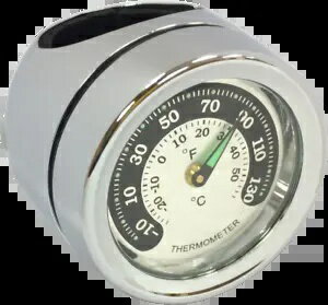 Drag Specialty クローム 1インチ ハンドルバーマウント 温度計 温度ゲージ ハーレー用 Drag Specialti..