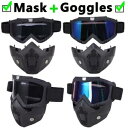 モジュラーオートバイゴーグルフェイスマスクモトクロスATVオフロードレース眼鏡メガネ Modular Motorcycle Goggles Face Mask Motocross ATV Off Road Race Eyewear Glasses