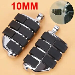 10MM クロームウィングオスマウントフットペグレスト ハーレースポーツスターソフテイルダイナ FLS用 10MM Chrome Wing Male Mount Footpegs Rest For Harley Sportster Softail Dyna FLS