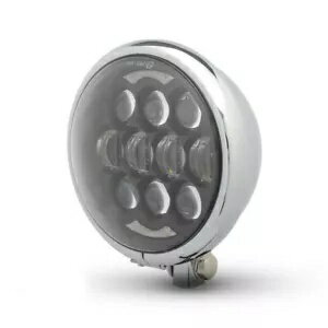 カスタムレトロプロジェクトバイク用プロジェクターLEDオートバイヘッドライトディープクローム Projector LED Motorcycle Headlight Deep Chrome for Custom Retro Project Bike
