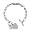 スターリングシルバー デザイナー スタイル ブレスレット ダブル ハート タグ バーリング留め Sterling Silver Designer Style B...