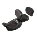 運転席&助手席 バックレストパッド付き ハーレーロードキング 09-23 ブラックレッドに適合 Driver & Passenger Seat w/ Backrest Pad Fit For Harley Road King 09-23 Black Red