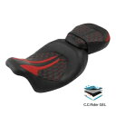 運転席助手席ジェル 2 アップ シート ハーレー ロード ストリート グライド 09-23 ブラック + レッドに適合 Driver Passenger Gel 2-Up Seat Fit For Harley Road Street Glide 09-23 Black+Red