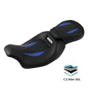 ブラック + ブルーステッチ運転席助手席ゲルシートハーレーツーリング 2009-2023 に適合 Black+Blue Stitches Driver Passenger Gel Seat Fit For Harley Touring 2009-2023