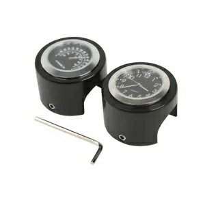 7/8 "1" ハンドルバー ブラック ダイヤル 時計 温度計 ハーレーチョッパー用 新品 7/8" 1" Handlebar B..