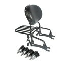 ブラック バックレスト シーシーバー ラック & マウント スプール インディアン チーフテン 14-22 21 に適合 Black Backrest Sissy Bar Rack & Mount Spools Fit For Indian Chieftain 14-22 21