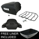 マットブラックキングトランクバックレストトップラックハーレーツアーパックロードキング14-23用 Matte Black King Trunk Backrest Top Rack Fit For Harley Tour Pak Road King 14-23