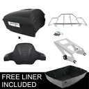 マットブラックキングパックトランクバックレスト2アップラックハーレーストリートグライド14-23用 Matte Black King Pack Trunk Backrest 2 Up Rack Fit For Harley Street Glide 14-23