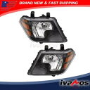1 ペアヘッドライトアセンブリセット 2009-2020 日産フロンティアクリアブラックハロゲン 1Pair Headlights Assembly Set For 2009-2020 Nissan Frontier Clear Black Halogen