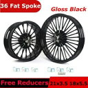 ブラック ファット スポーク 21 インチ x 3.5 18 インチ x 5.5 ホイール デュアル ディスク ハーレー ダイナ ワイド グライド用 Black Fat Spoke 21''x3.5 18''x5.5 WHEELS Dual Disc For Harley DYNA Wide Glide(2)