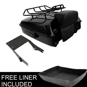 ブラックみじん切りトランクバックレストマウントラック ハーレーツアーパックツーリング97-08用 Black Chopped Trunk Backrest Mount Rack Fit For Harley Tour Pak Touring 97-08