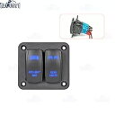 2 ギャングトグルロッカースイッチパネル青色 LED ライト車のマリンボート防水 2 Gang Toggle Rocker Switch Panel Blue LED Light For Car Marine Boat Waterproof(2)