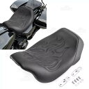 ブラックステッチ炎ワンピースソロドライバーシートハーレーバガードレッサー 2008+ Black Stitching Flame One-Piece Solo Driver Seat For Harley Bagger Dresser 2008+