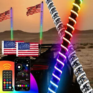 2X 4FT COB RGB LED スパイラル ホイップ ライト チェイス ブレーキ Can-Am Maverick X3 Max R RR 用 2X 4FT COB RGB LED Spiral Whip Light Chase Brake For Can-Am Maverick X3 Max R RR
