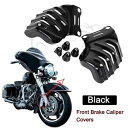 ブラックスチールブレーキキャリパーインサートカバーハーレーツーリングエレクトラグライドFLHT 08+用 Black Steel Brake Caliper Insert Cover For Harley Touring Electra Glide FLHT 08+(2)