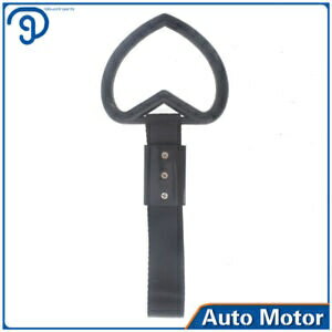 ブラック ナイロン ハンドル ストラップ チャーム ドリフト ハート型リング 地下鉄 電車 バス Black Ny..