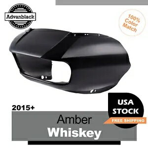 ハーレーロードグライド用ピンストライプアウターフェアリングバットウィングカウル付きアンバーウイス..