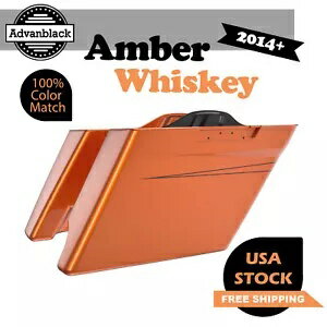 アンバー ウィスキー シングル カットアウト ストレッチ拡張サドルバッグ ピンストライプ ハーレーに適..