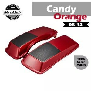キャンディオレンジ サドルバッグ スピーカー蓋 2006-2013 ハーレー ツーリング FLHX FLTR に適合 Candy Orange Saddlebag Speaker Lid Fits for 2006-2013 Harley Touring FLHX FLTR