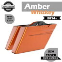 アンバー ウイスキー カットアウトなし ストレッチ拡張サドルバッグ ピンストライプ 14 歳以上のハーレーに適合 Amber Whiskey No Cutout Stretched Extended Saddlebag Pinstripes Fits 14+ Harley